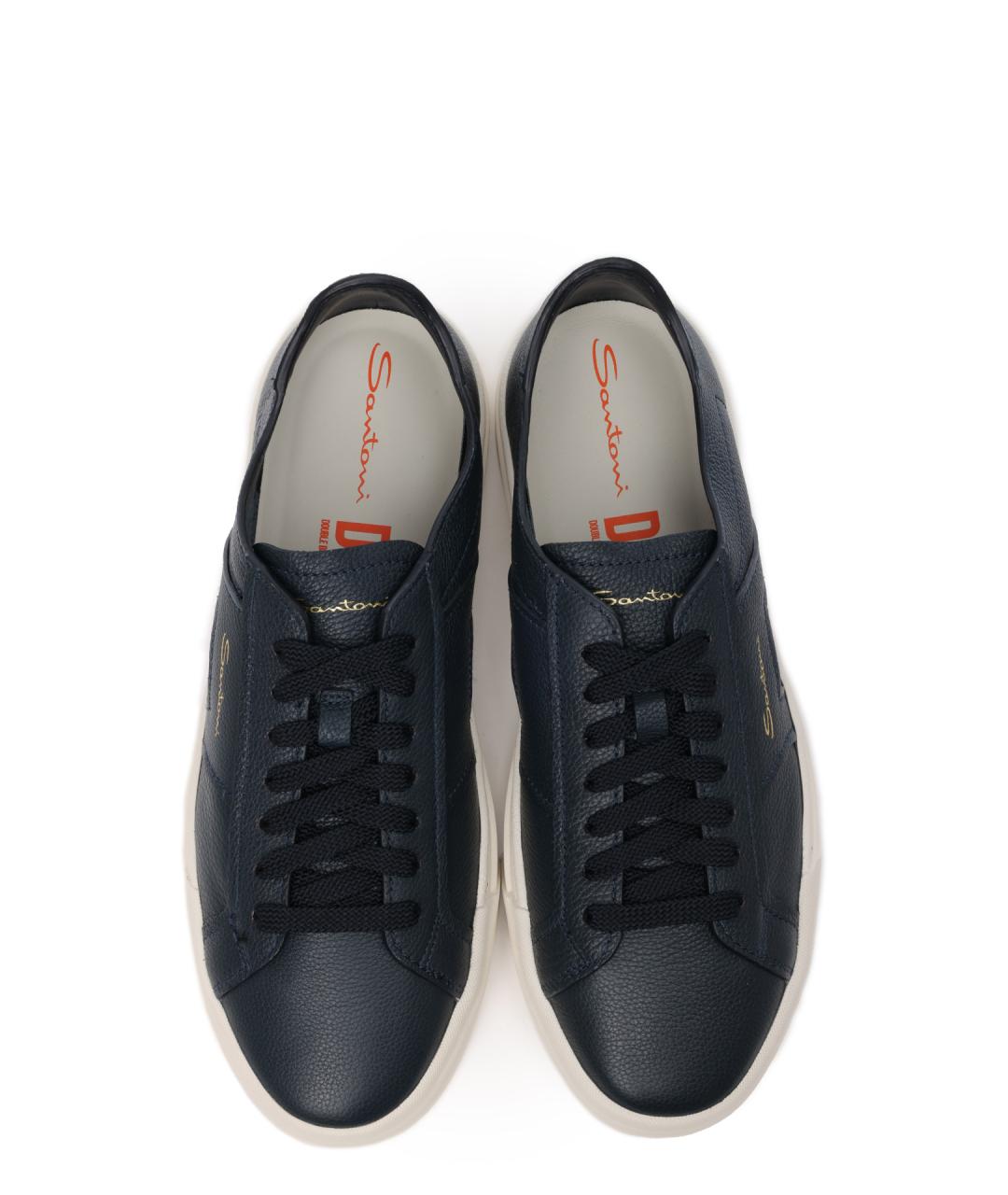 SANTONI Синие кожаные низкие кроссовки / кеды, фото 5