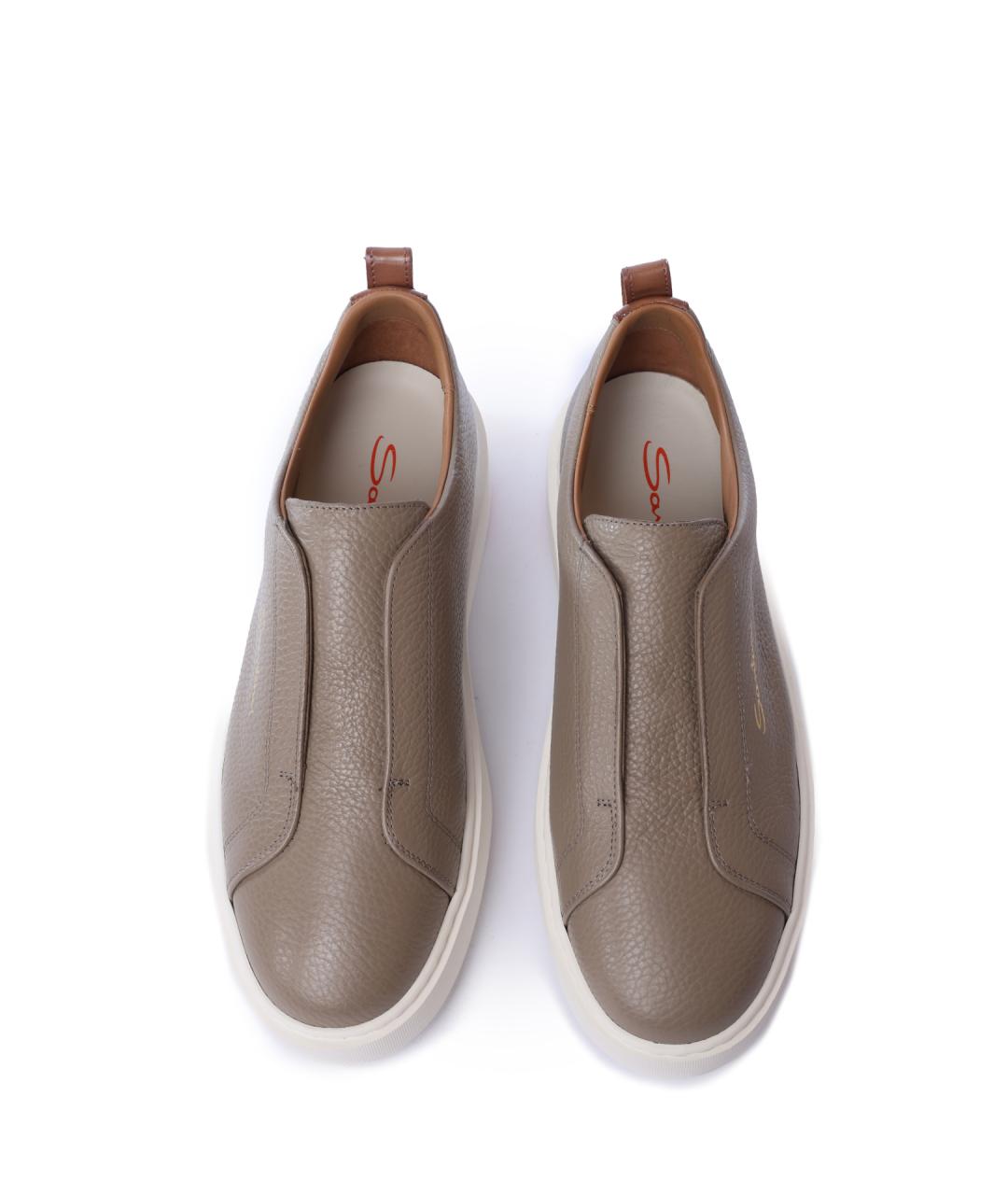 SANTONI Бежевые кожаные кеды, фото 4