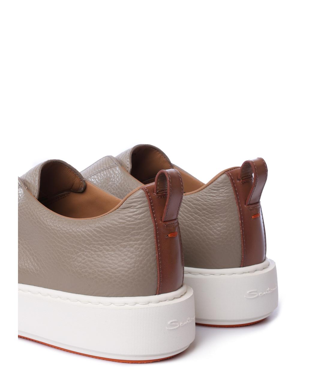 SANTONI Бежевые кожаные кеды, фото 6