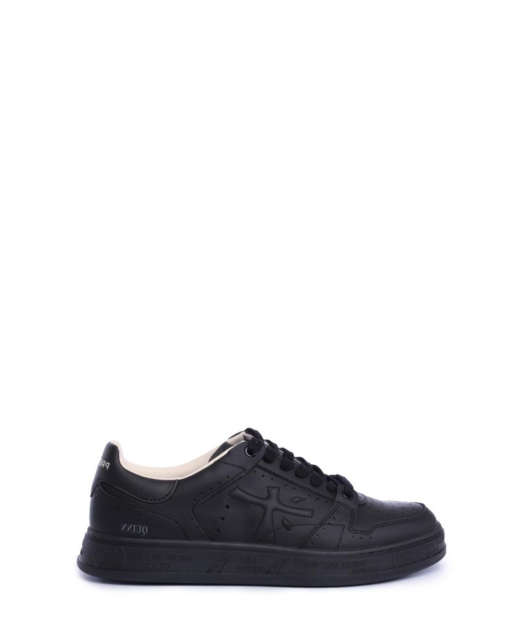 PREMIATA Черные кожаные низкие кроссовки / кеды, фото 1