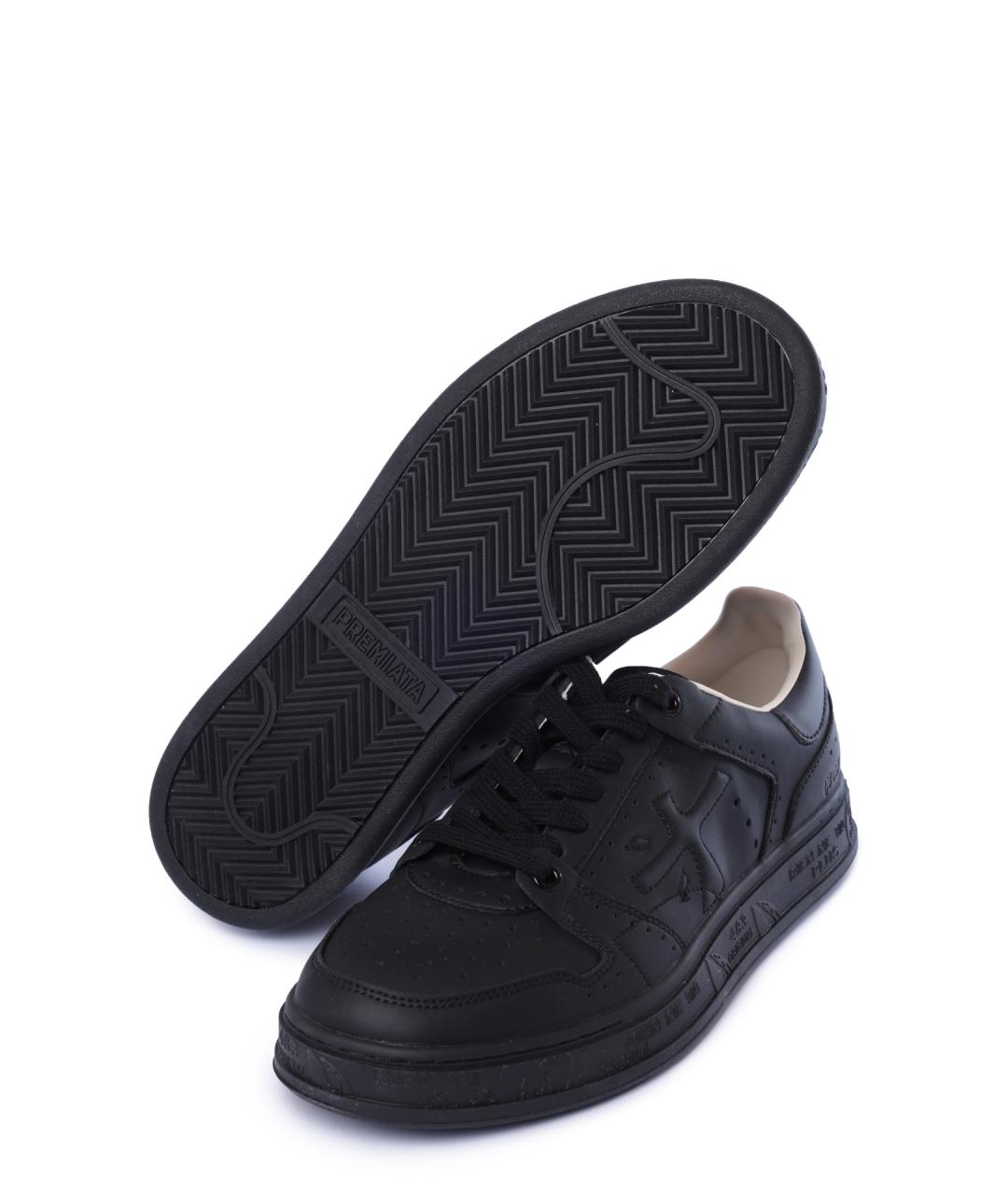 PREMIATA Черные кожаные низкие кроссовки / кеды, фото 4