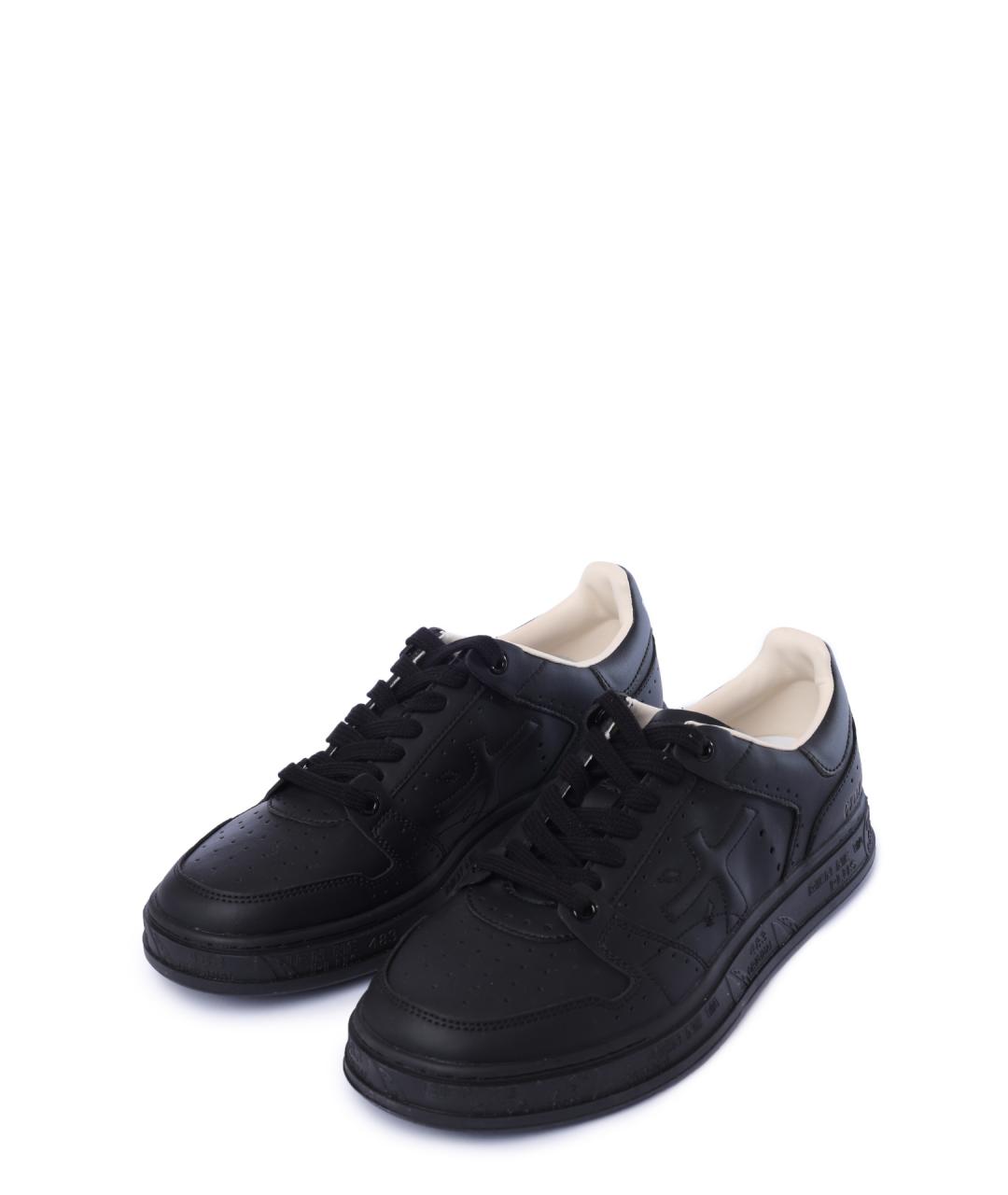 PREMIATA Черные кожаные низкие кроссовки / кеды, фото 2