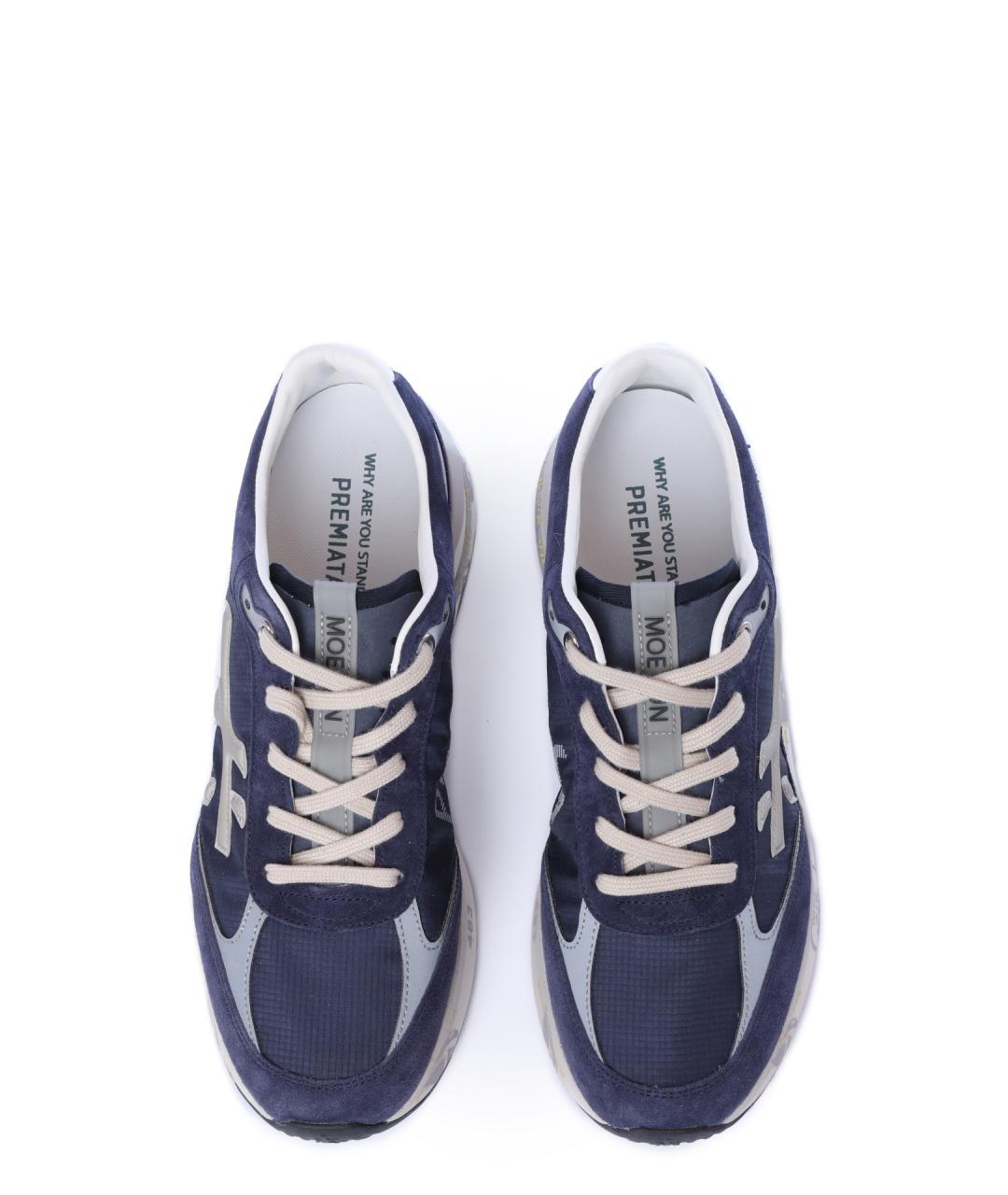 PREMIATA Темно-синие замшевые низкие кроссовки / кеды, фото 3