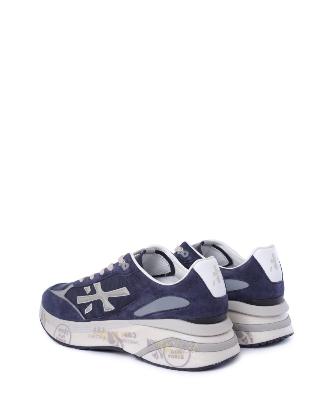 PREMIATA Темно-синие замшевые низкие кроссовки / кеды, фото 5