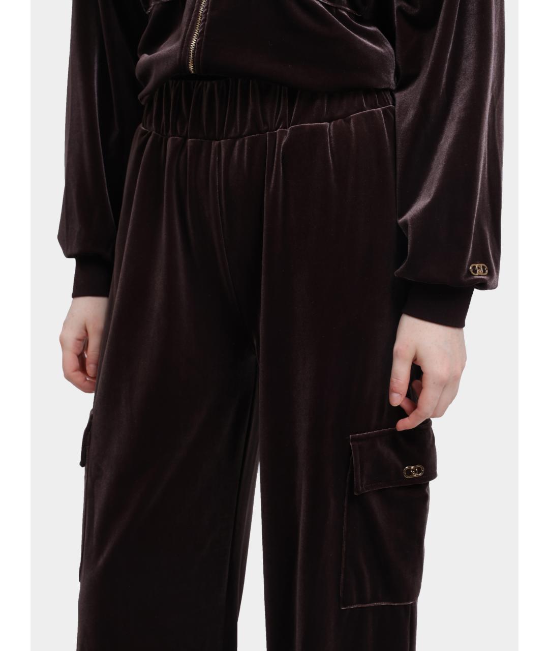 LIU JO Коричневые прямые брюки, фото 4