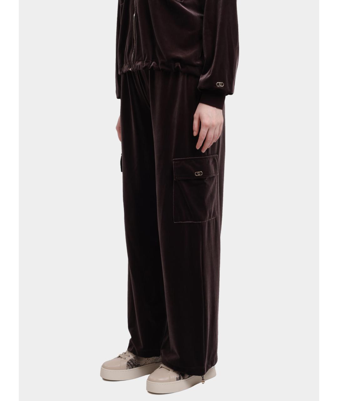 LIU JO Коричневые прямые брюки, фото 3