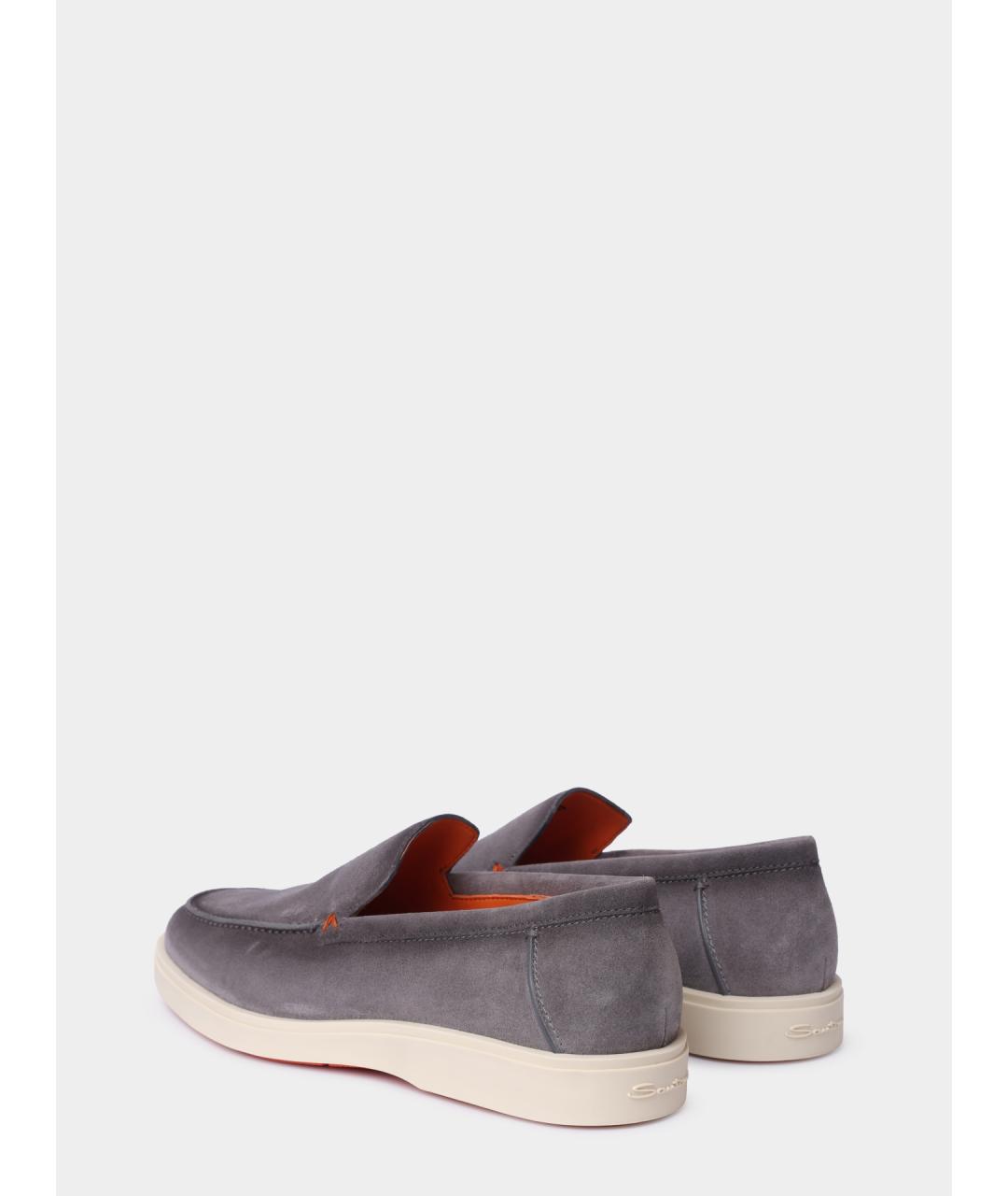 SANTONI Серые замшевые лоферы, фото 6