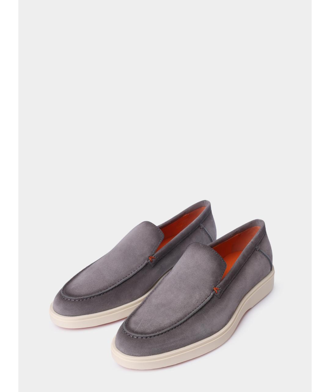SANTONI Серые замшевые лоферы, фото 2