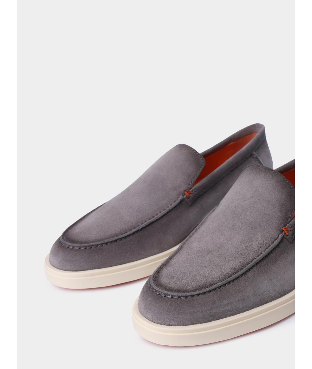 SANTONI Серые замшевые лоферы, фото 3