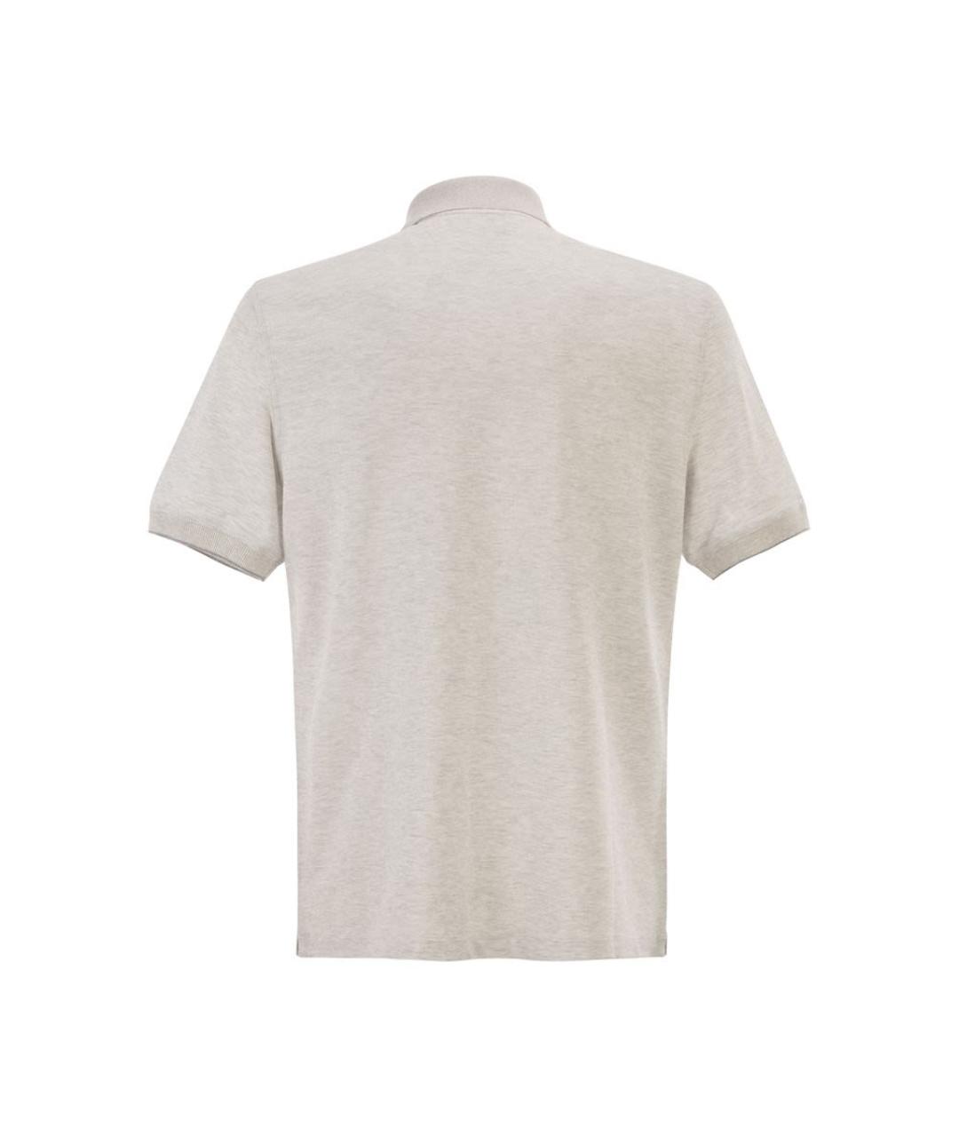 BRUNELLO CUCINELLI Бежевое хлопковое поло с коротким рукавом, фото 2
