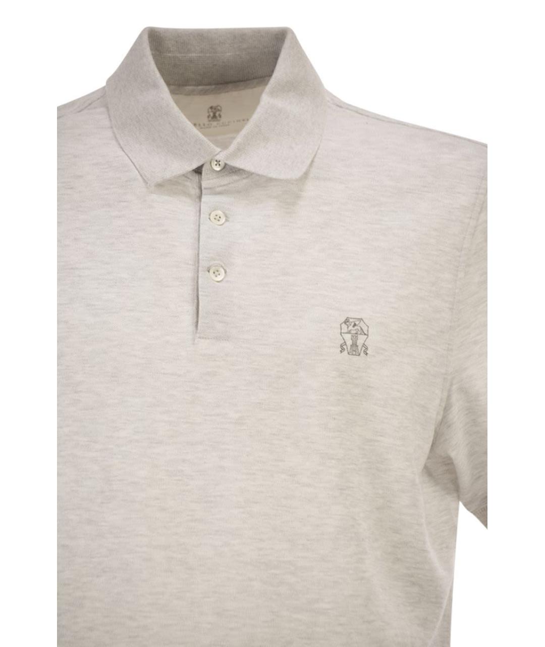 BRUNELLO CUCINELLI Бежевое хлопковое поло с коротким рукавом, фото 4