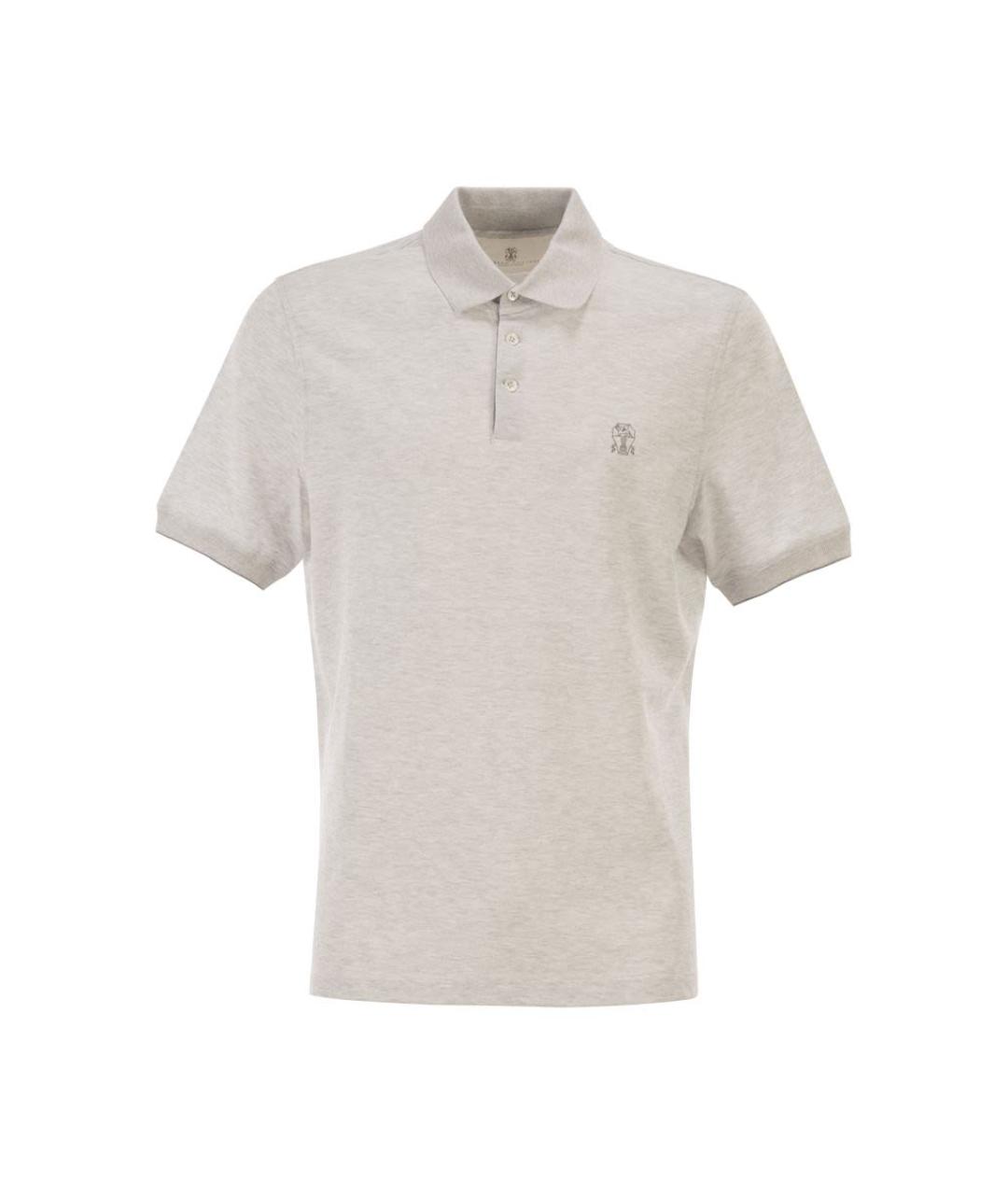 BRUNELLO CUCINELLI Бежевое хлопковое поло с коротким рукавом, фото 1