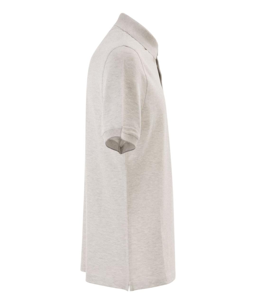 BRUNELLO CUCINELLI Бежевое хлопковое поло с коротким рукавом, фото 3