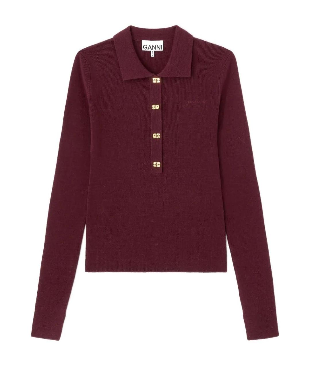 GANNI Бордовый шерстяной джемпер / свитер, фото 1