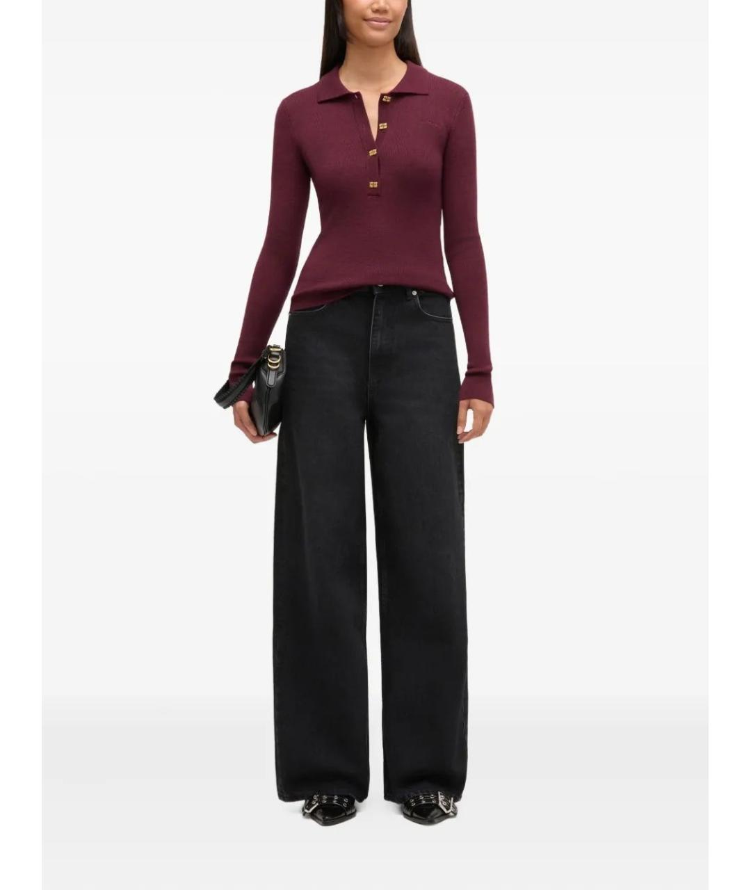 GANNI Бордовый шерстяной джемпер / свитер, фото 2