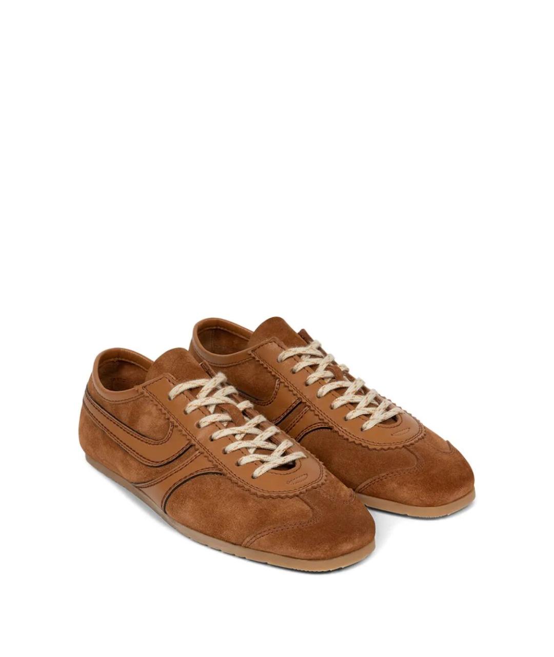 DRIES VAN NOTEN Коричневые замшевые кроссовки, фото 3