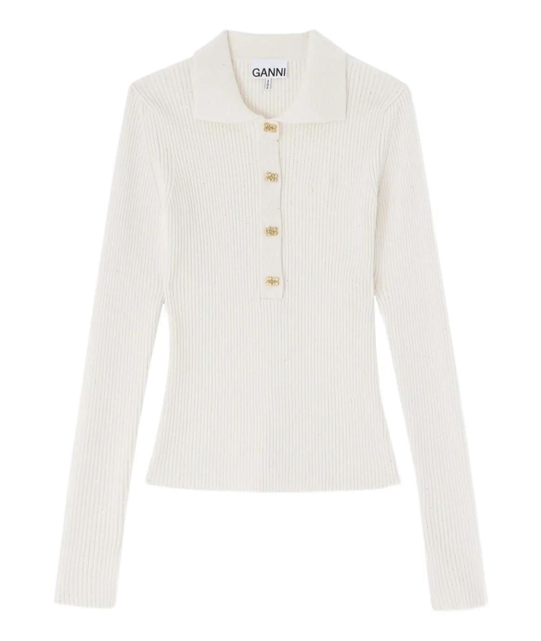 GANNI Белый шерстяной джемпер / свитер, фото 1