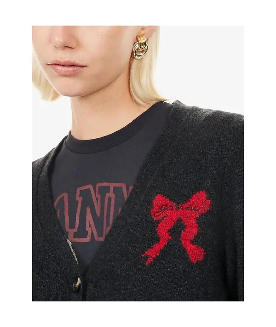 GANNI Черный шерстяной кардиган, фото 4