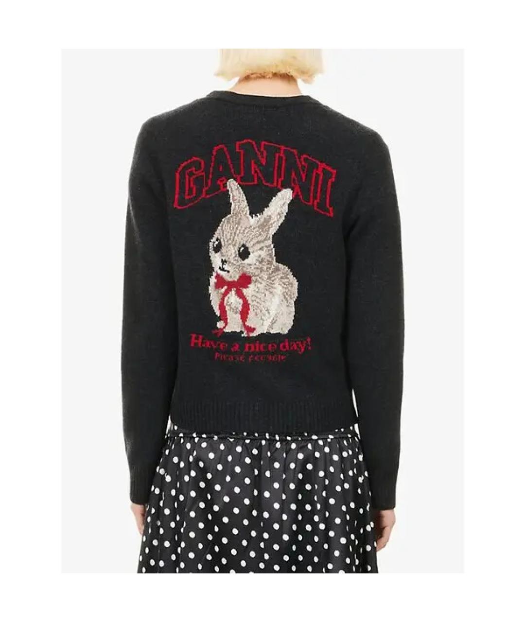 GANNI Черный шерстяной кардиган, фото 3