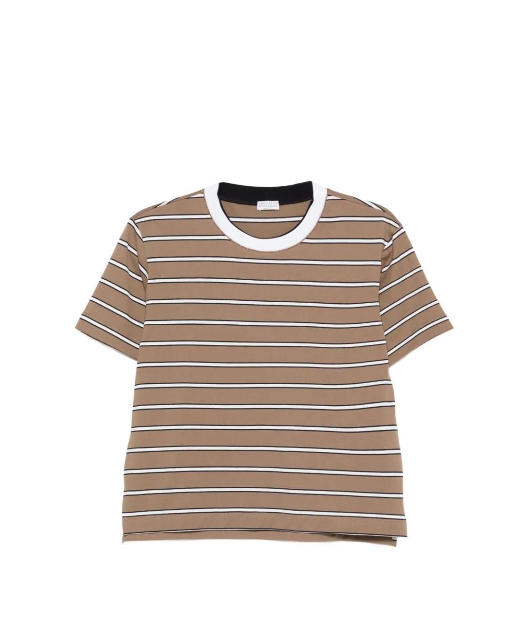 BRUNELLO CUCINELLI Коричневая хлопковая футболка, фото 1