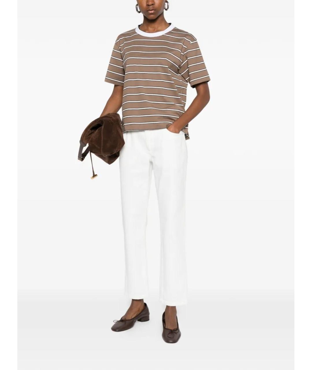 BRUNELLO CUCINELLI Коричневая хлопковая футболка, фото 2