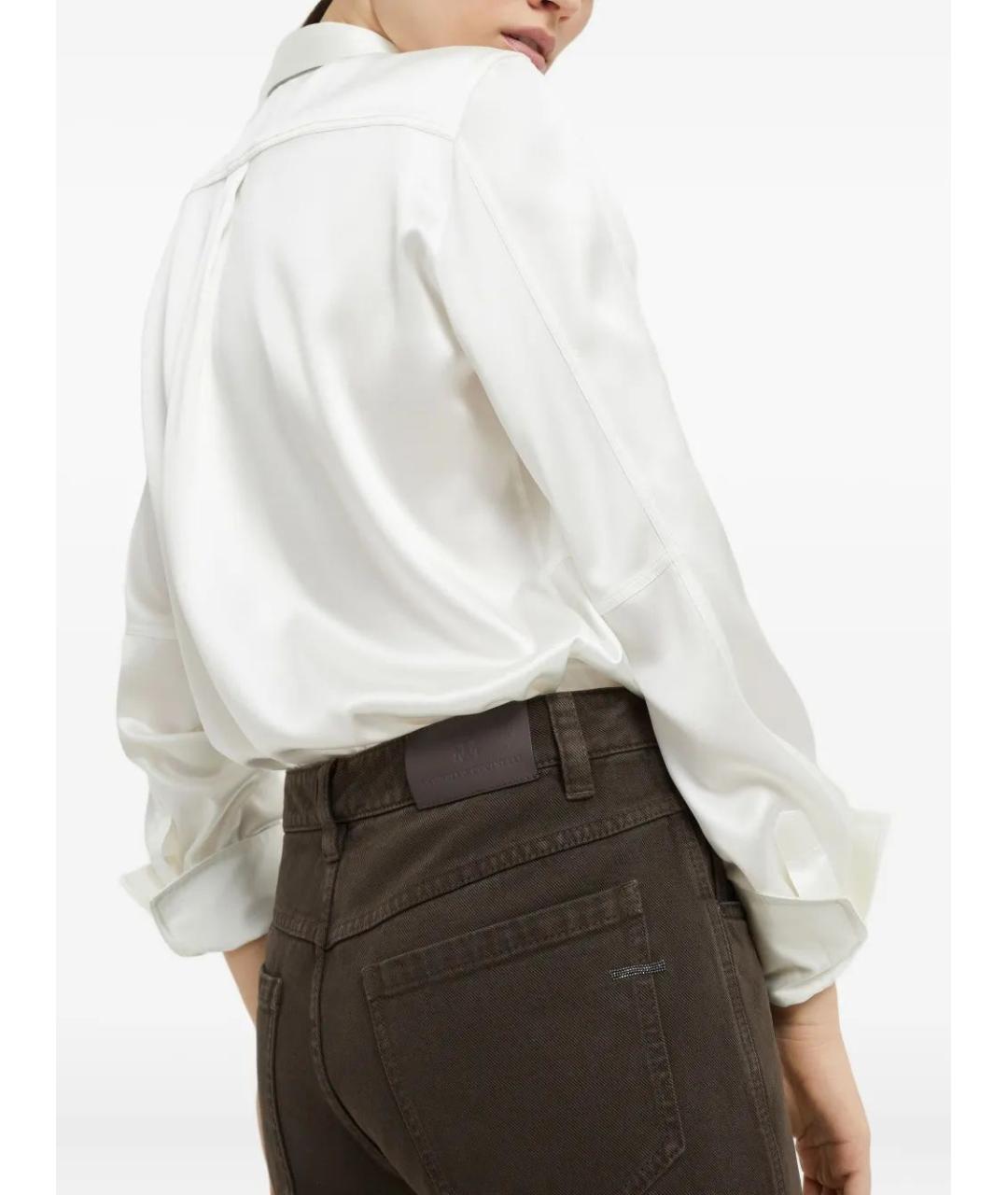 BRUNELLO CUCINELLI Коричневые хлопковые прямые брюки, фото 5