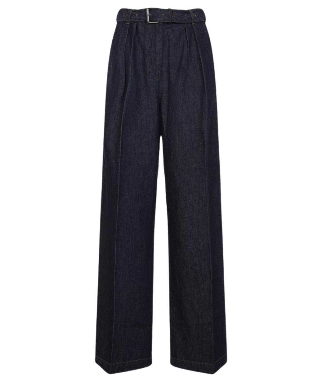 DRIES VAN NOTEN Темно-синие хлопковые прямые джинсы, фото 1