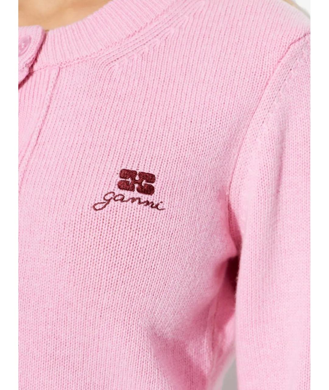 GANNI Розовый шерстяной кардиган, фото 5