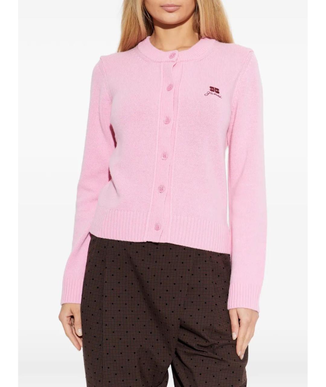 GANNI Розовый шерстяной кардиган, фото 3