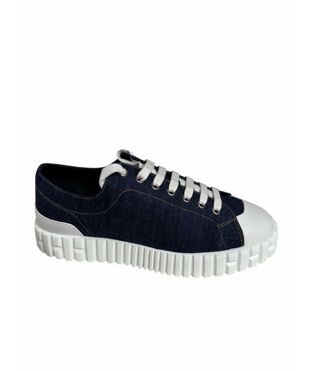 HERMES Синие текстильные кеды, фото 1