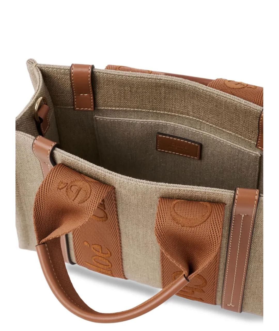 CHLOE Бежевая льняная сумка тоут, фото 3