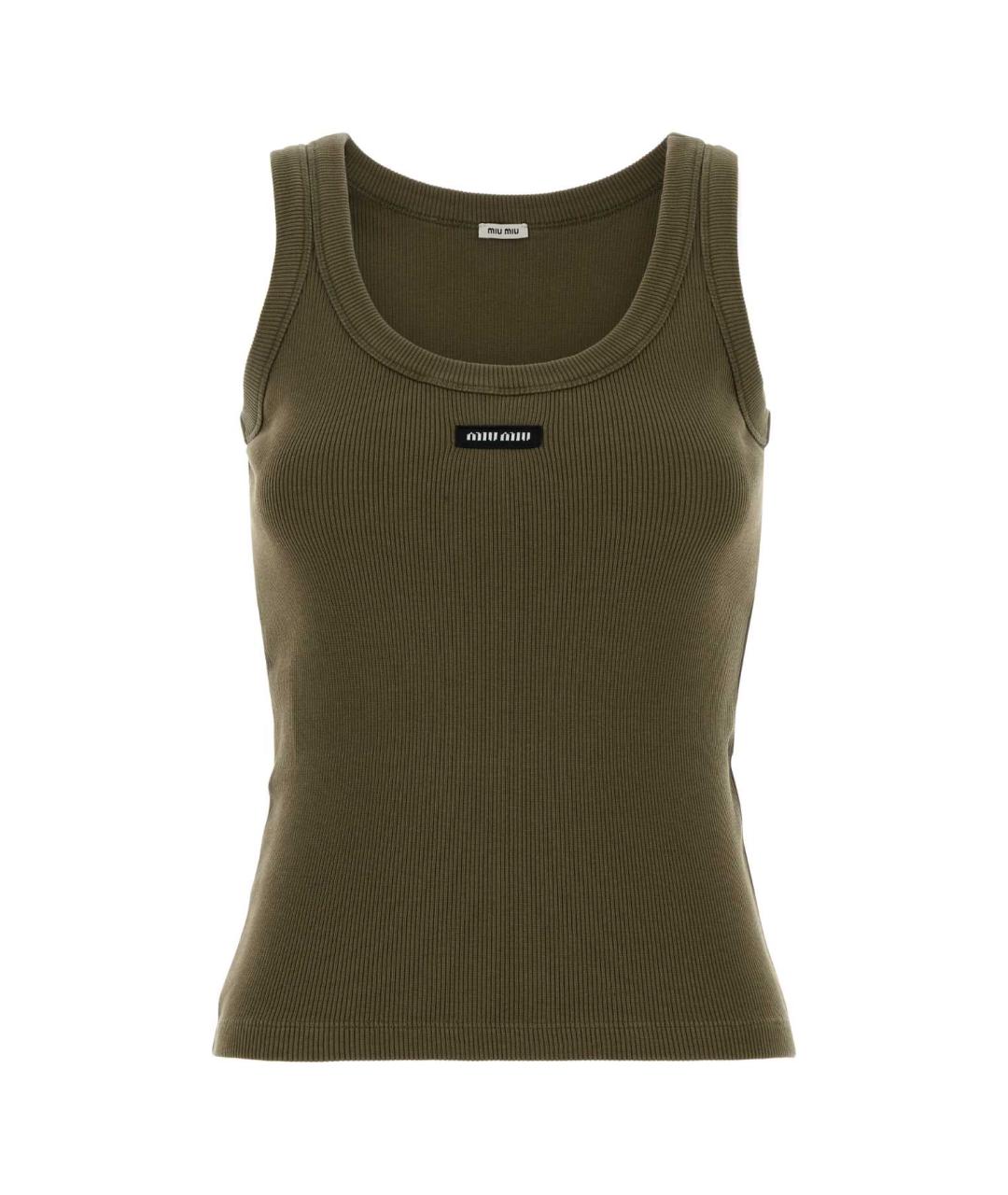 MIU MIU Зеленая хлопковая майка, фото 1