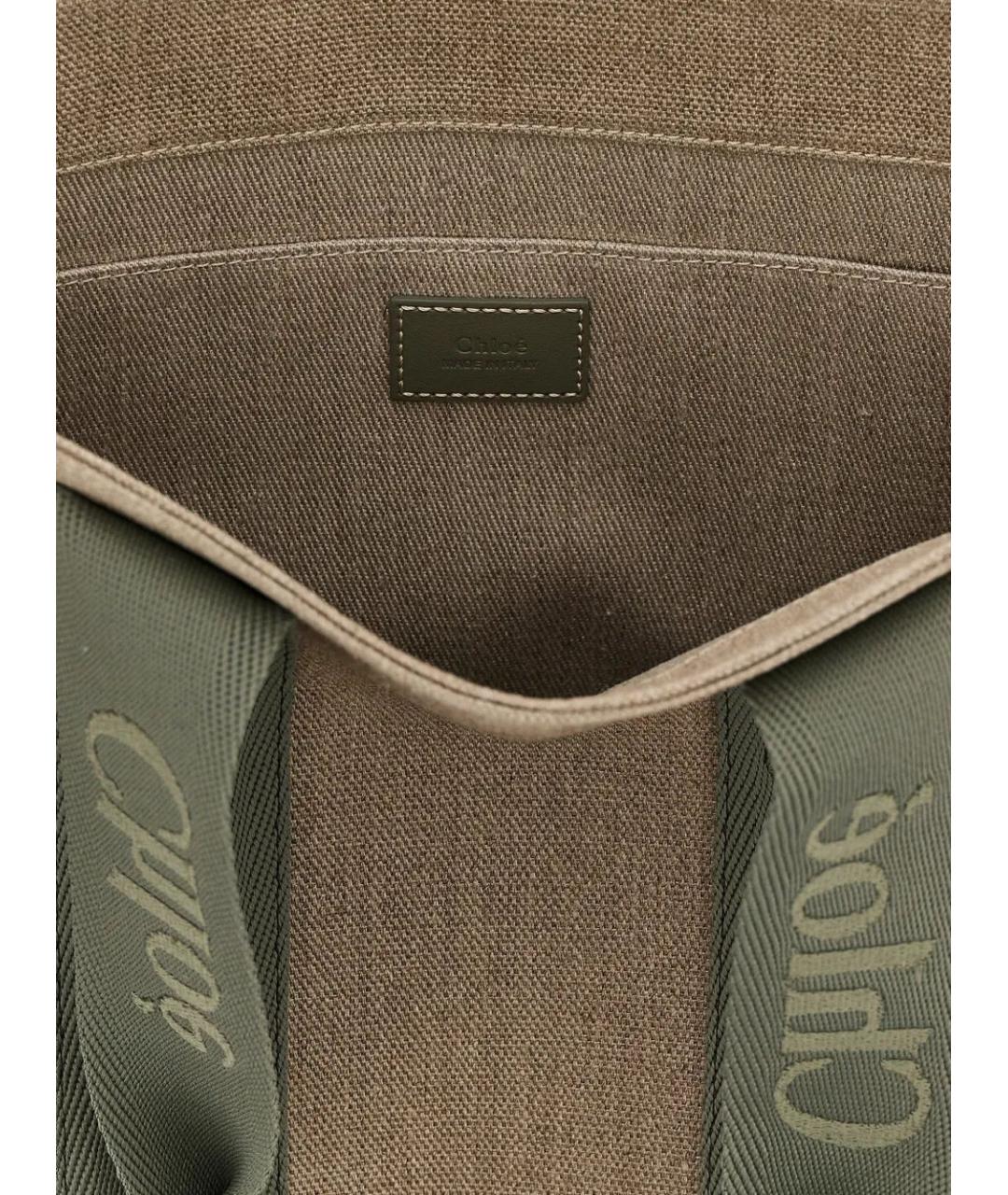 CHLOE Зеленая льняная сумка тоут, фото 4