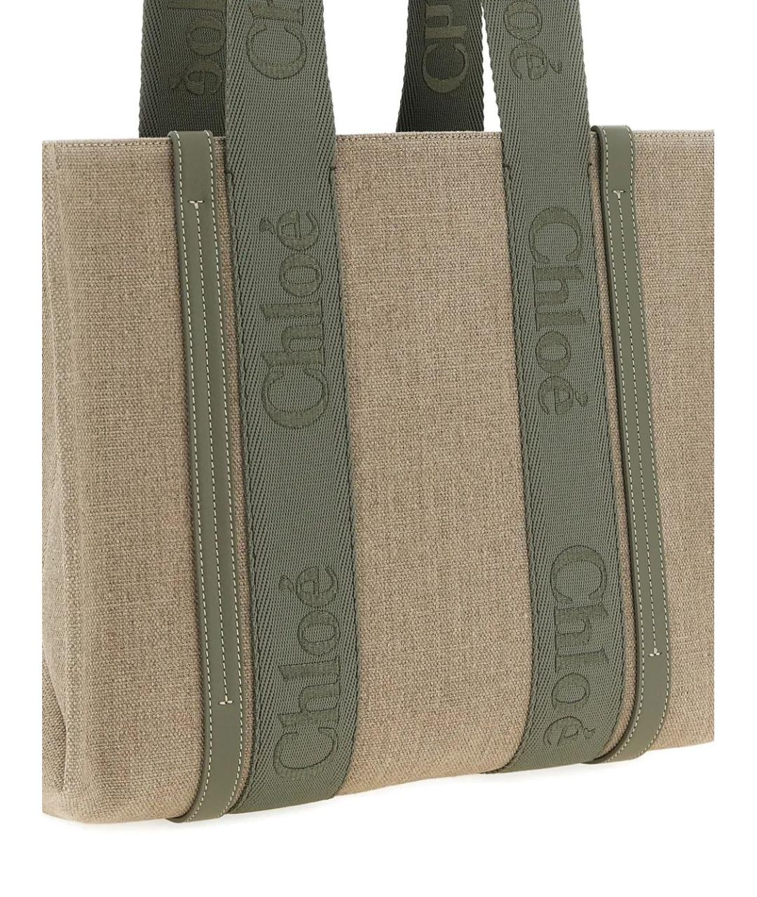 CHLOE Зеленая льняная сумка тоут, фото 3
