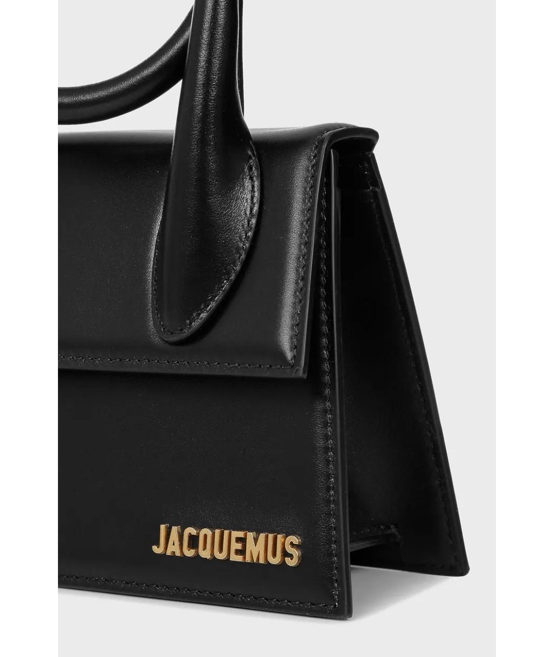 JACQUEMUS Черная кожаная сумка через плечо, фото 3