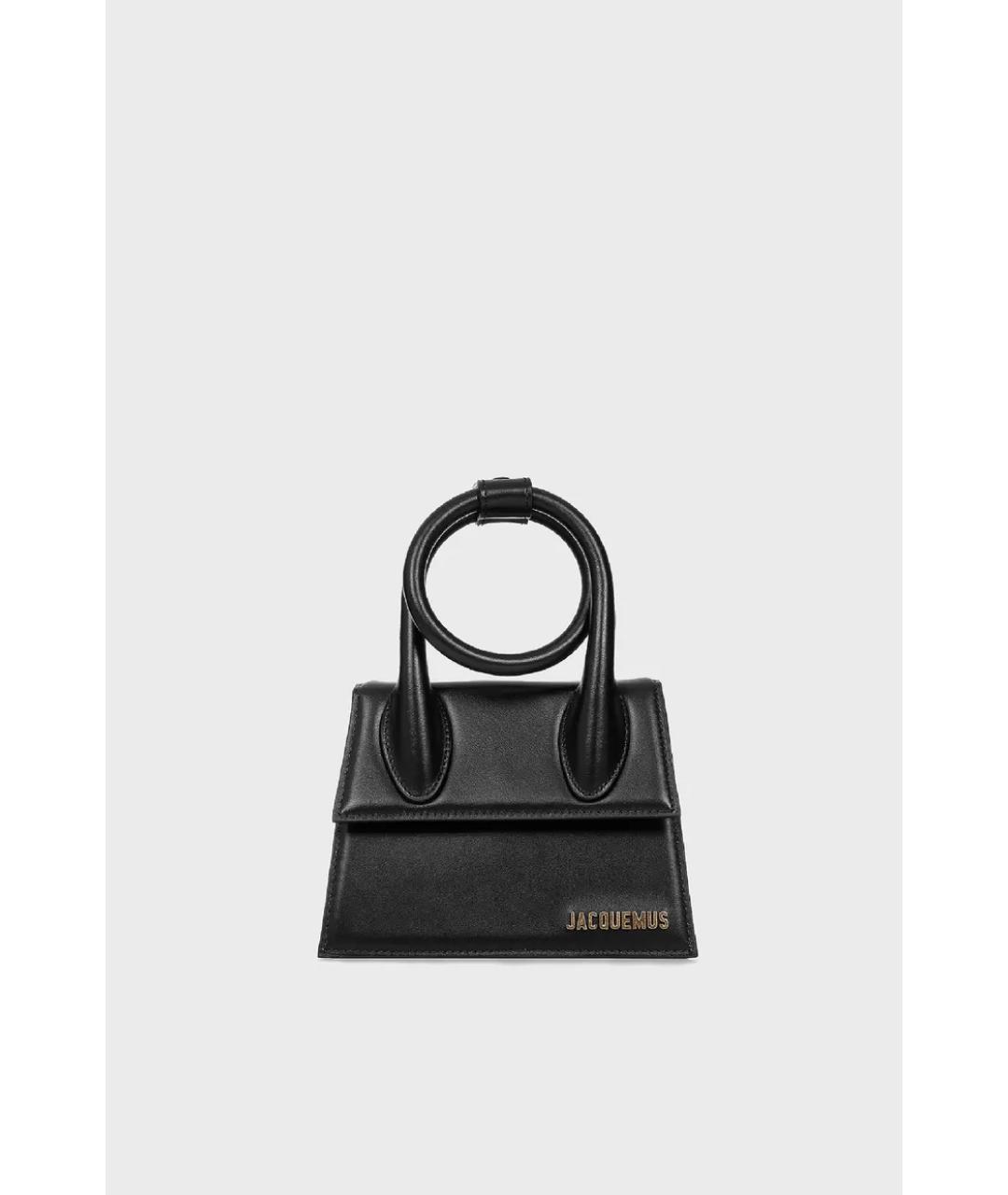 JACQUEMUS Черная кожаная сумка через плечо, фото 5