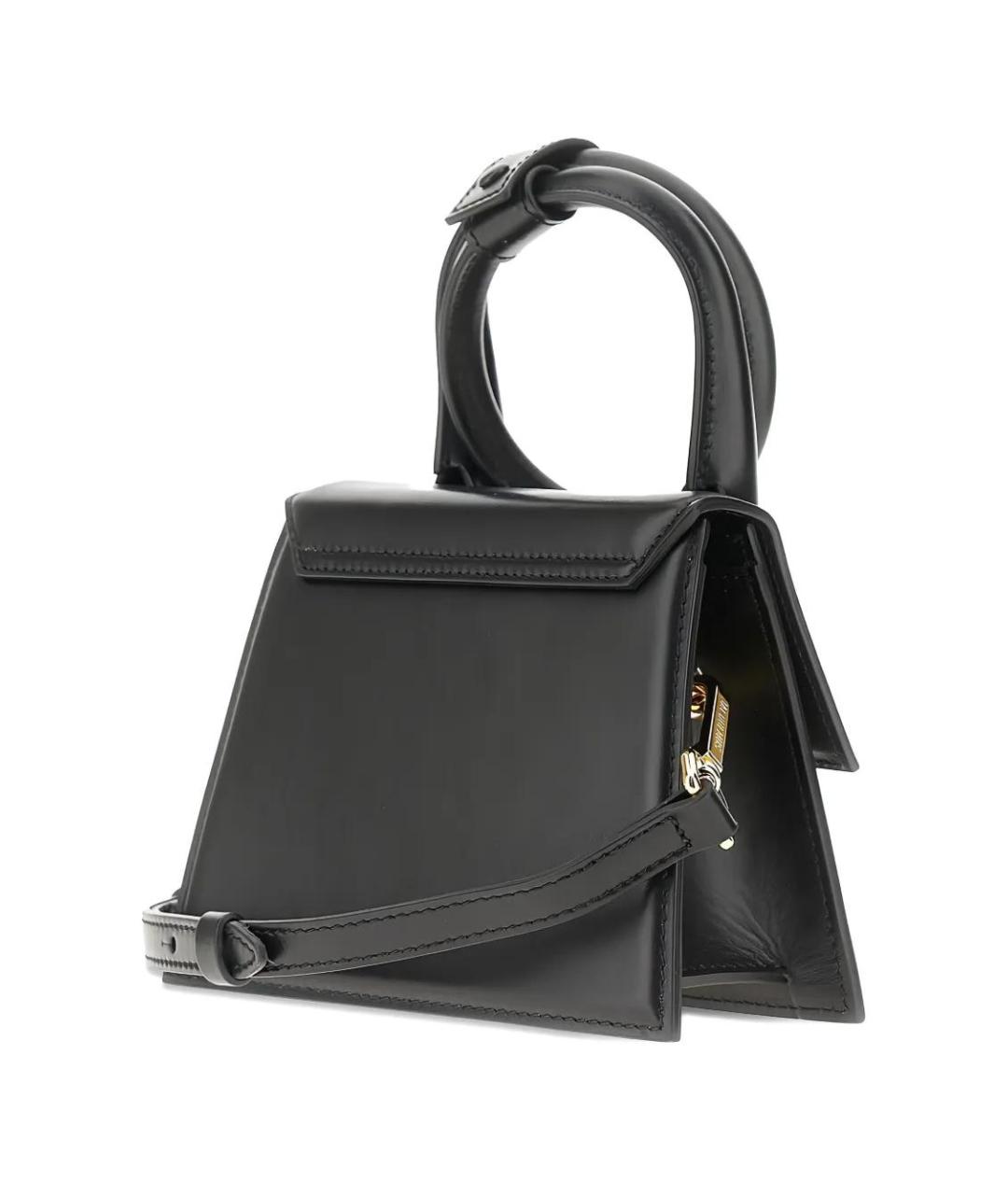 JACQUEMUS Черная кожаная сумка через плечо, фото 2