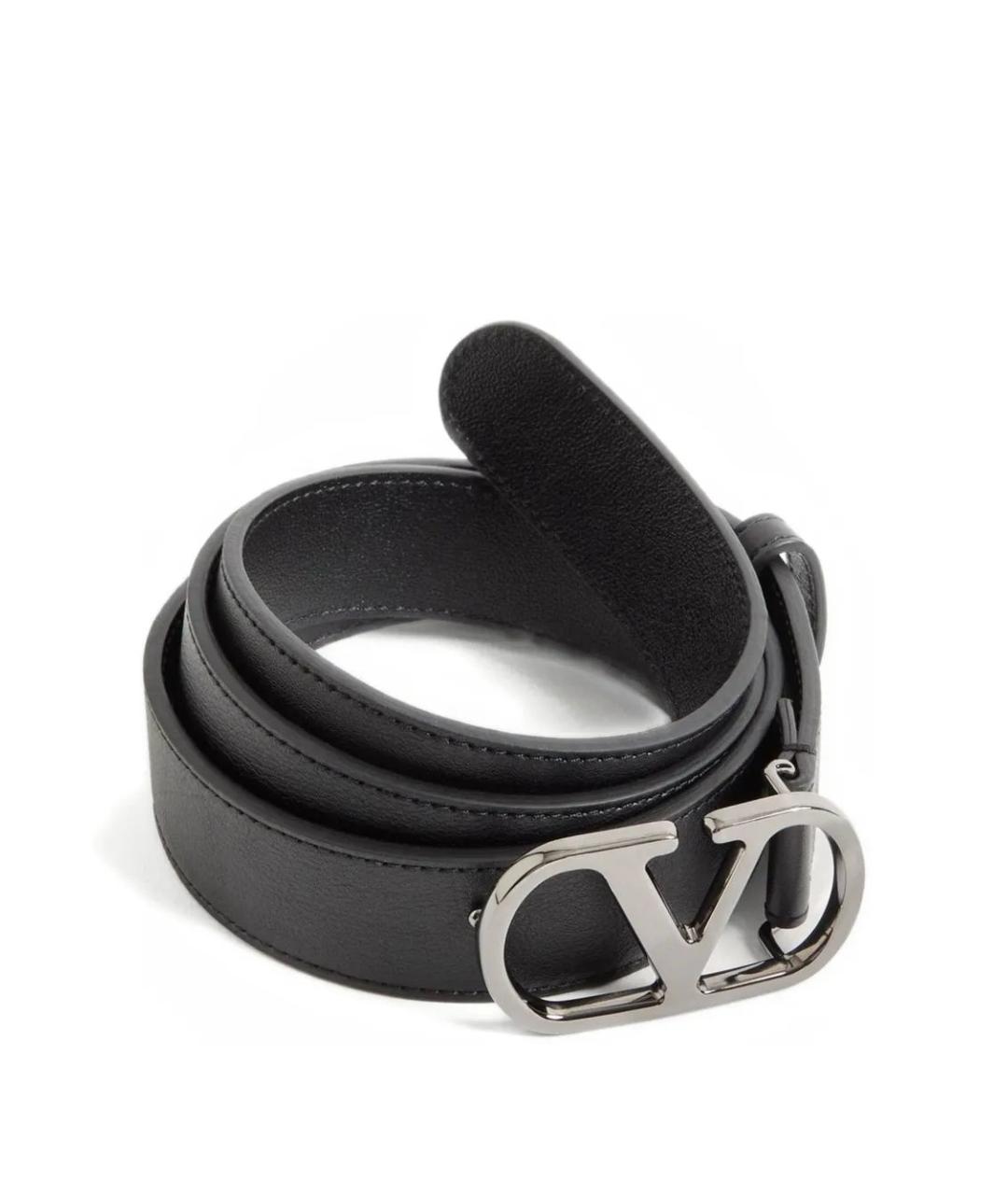 VALENTINO Черный кожаный ремень, фото 3