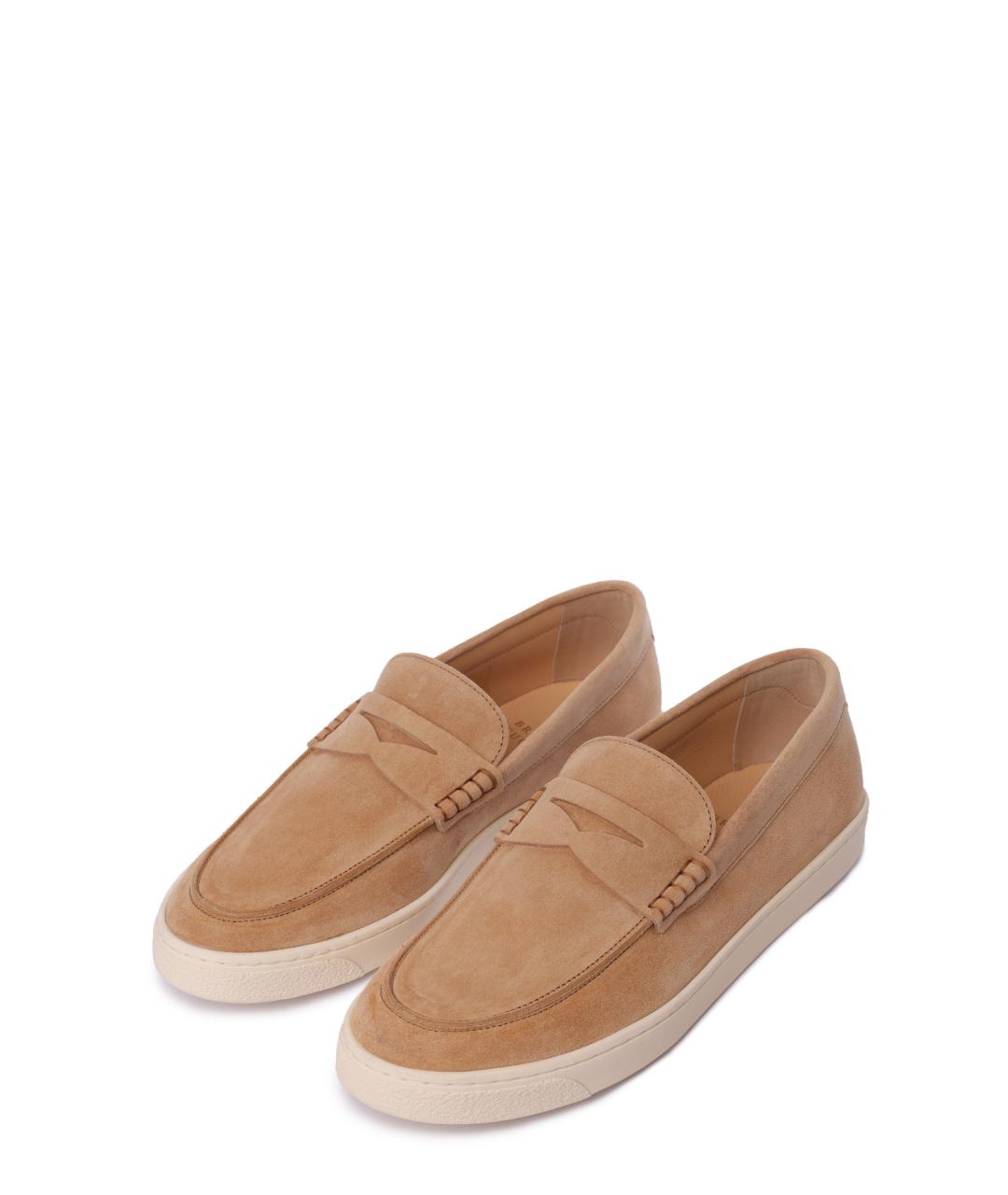BRUNELLO CUCINELLI Бежевые замшевые лоферы, фото 2