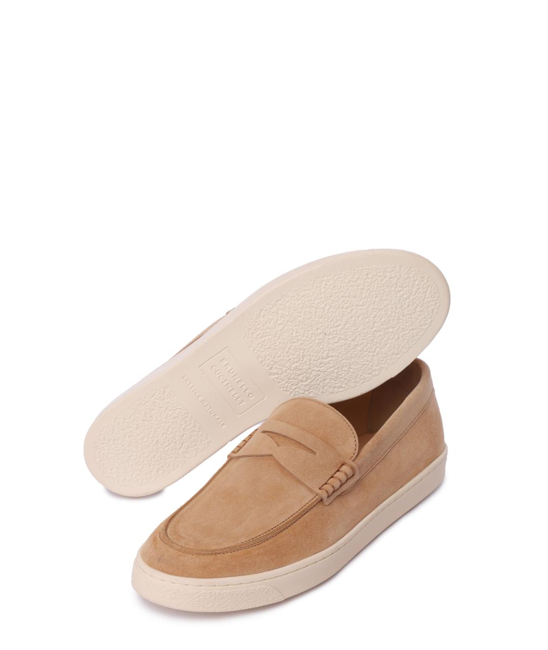 BRUNELLO CUCINELLI Бежевые замшевые лоферы, фото 4