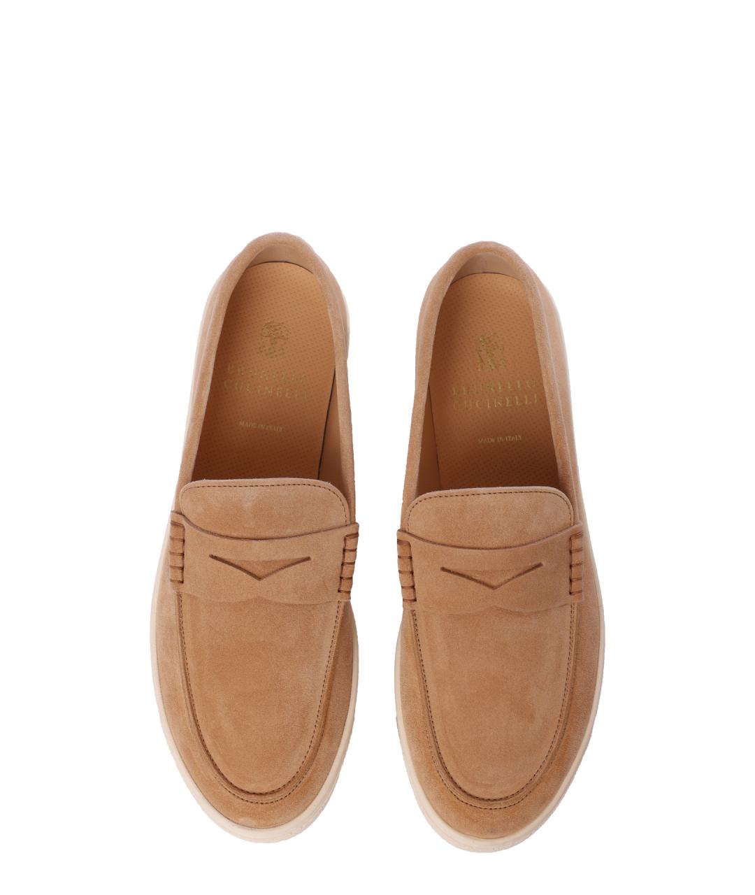 BRUNELLO CUCINELLI Бежевые замшевые лоферы, фото 3