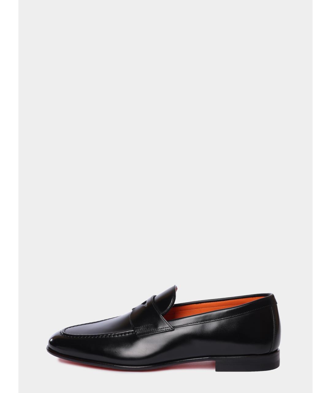 SANTONI Черные кожаные лоферы, фото 6