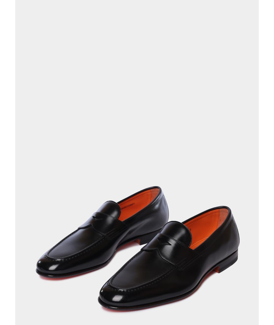SANTONI Черные кожаные лоферы, фото 2