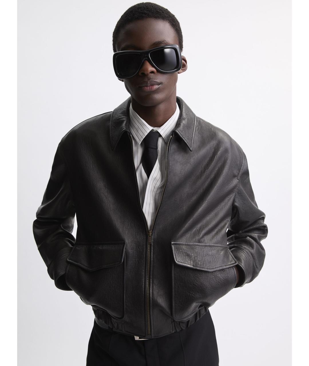 SAINT LAURENT Черная кожаная куртка, фото 2