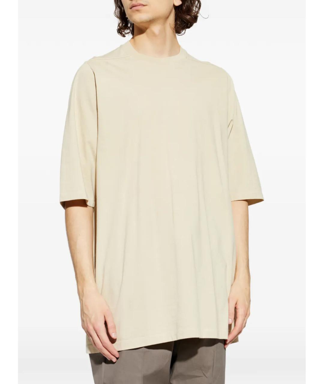 RICK OWENS Бежевая хлопковая футболка, фото 3
