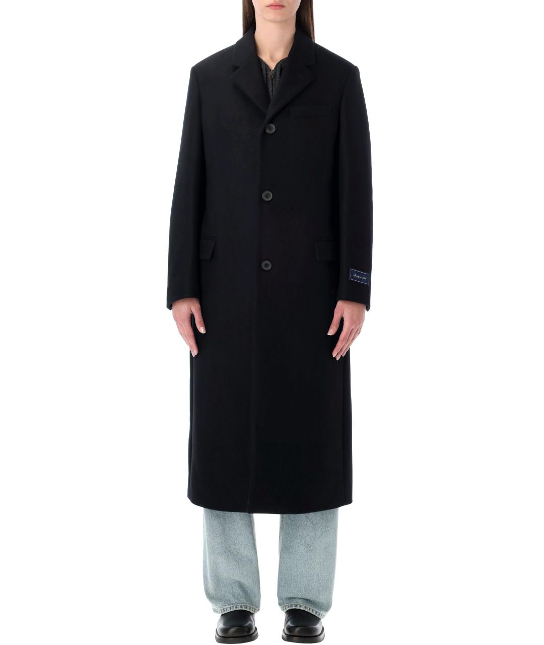 SPORTY AND RICH Черное шерстяное пальто, фото 4