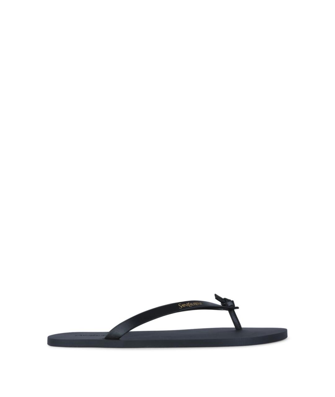 SAINT LAURENT Черные кожаные шлепанцы, фото 1