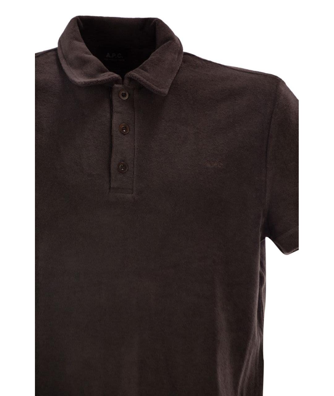 A.P.C. Коричневое хлопковое поло с коротким рукавом, фото 4