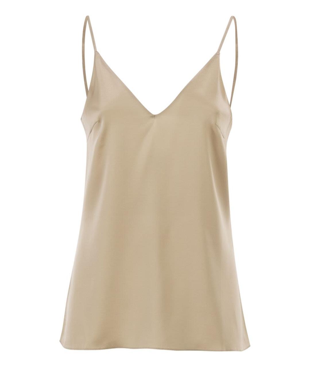 BRUNELLO CUCINELLI Бежевая шелковая майка, фото 1