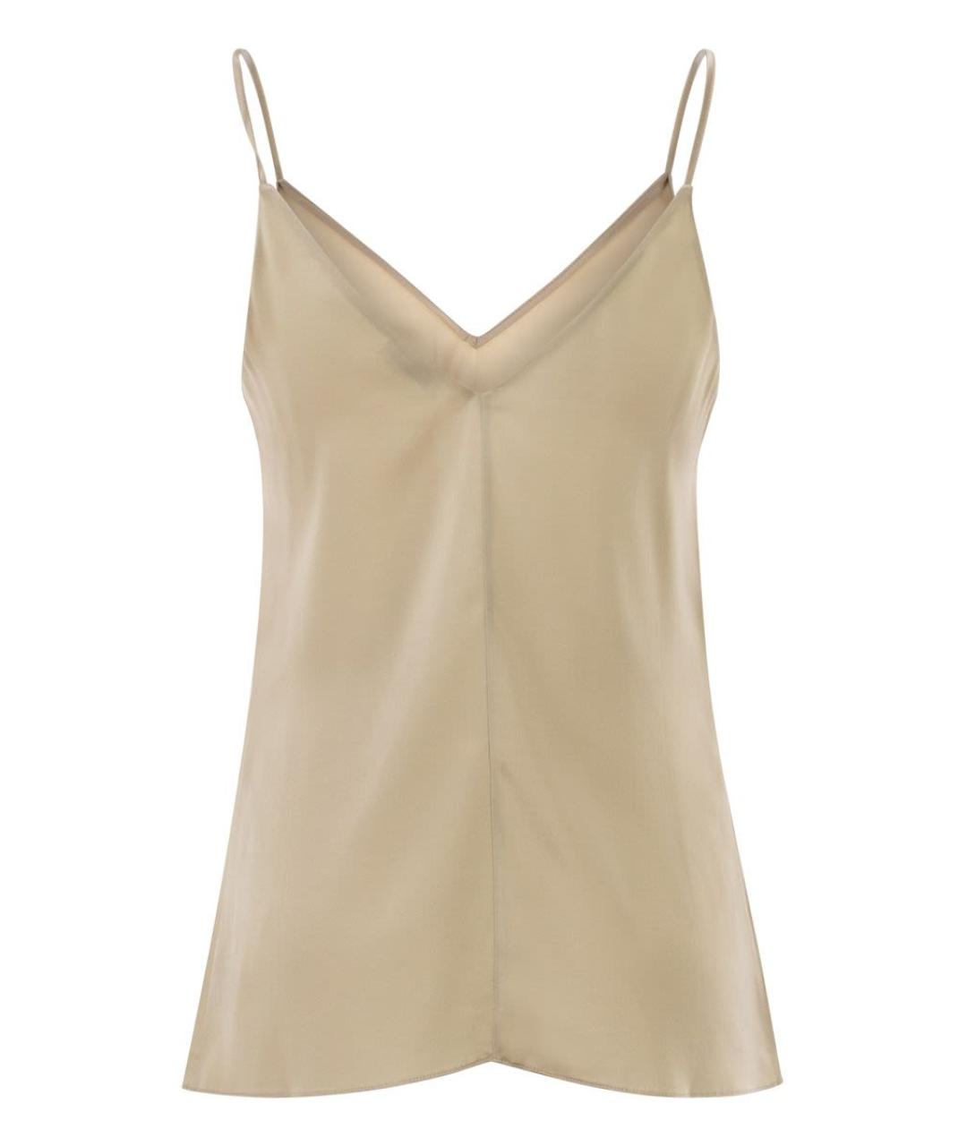 BRUNELLO CUCINELLI Бежевая шелковая майка, фото 2